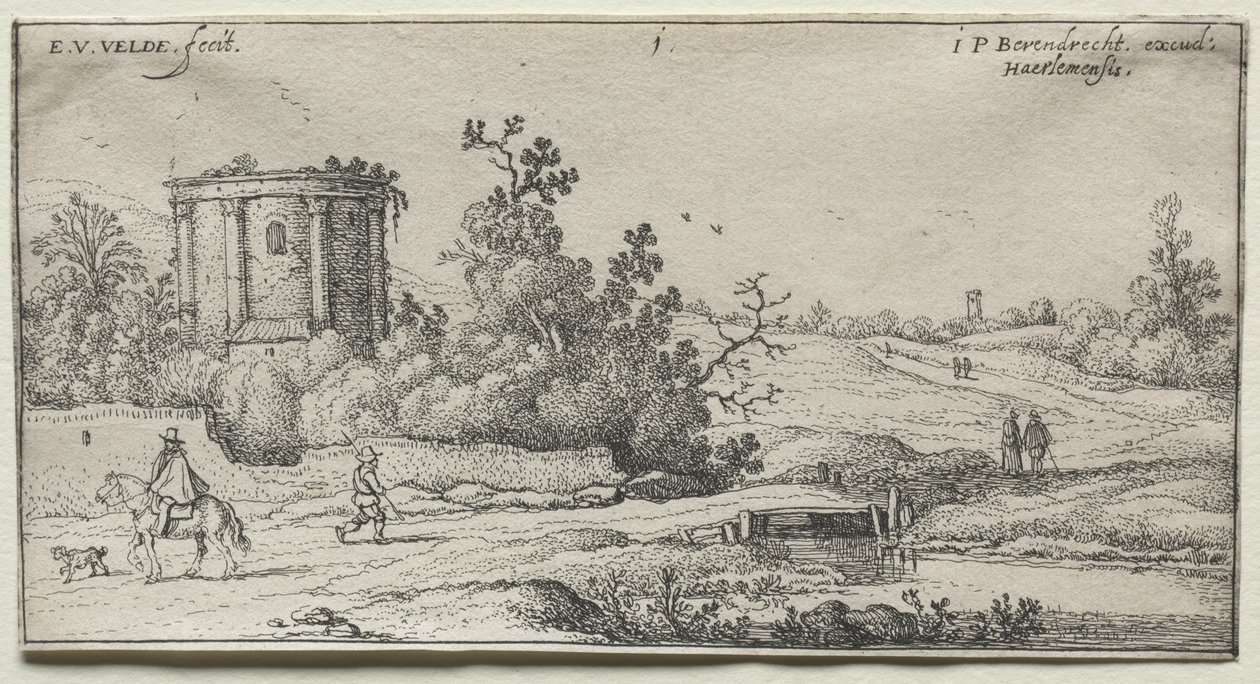Landschaften: Landschaft mit Ruinen eines römischen Tempels von Esaias van de Velde