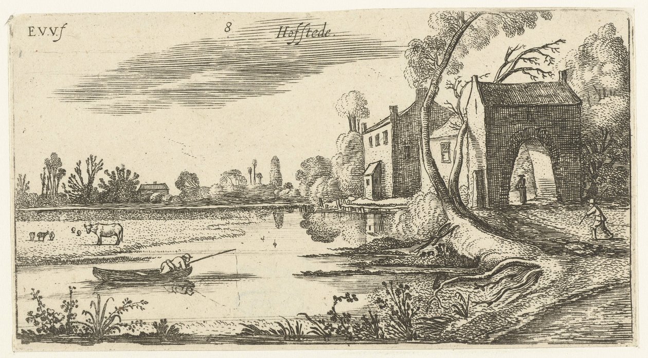 Landschaft mit einem Fluss und Torhaus von Esaias van de Velde