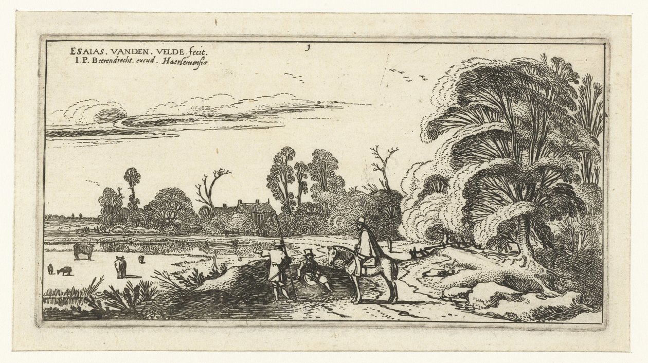 Reiter und Spaziergänger auf einem Weg bei Lisse von Esaias van de Velde