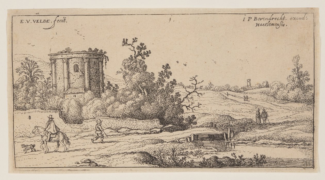 Ruinen eines römischen Tempels, aus Landschaften von Esaias van den Velde I