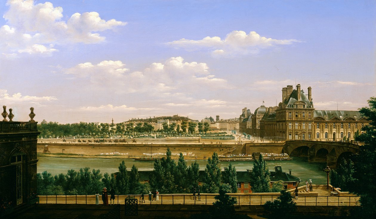 Blick auf die Gärten und den Palast der Tuilerien vom Quai d