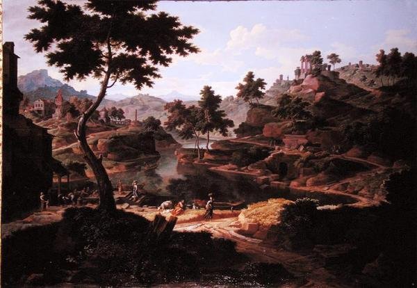 Klassische Landschaft mit Figuren und Ruinen von Etienne Allegrain