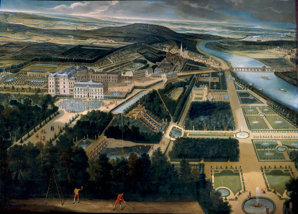 Gesamtansicht des Schlosses und der Gärten von Saint-Cloud von Etienne Allegrain