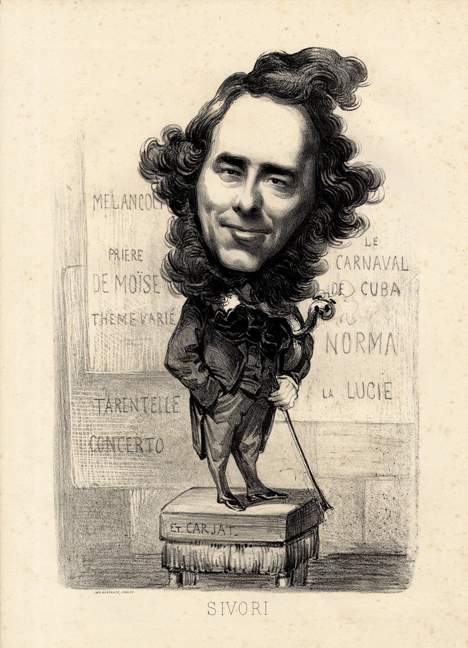 Flugblatt - Illustration von Etienne Carjat (1826-1906): Sivori Camille Camillo (1815-1894) von Etienne Carjat