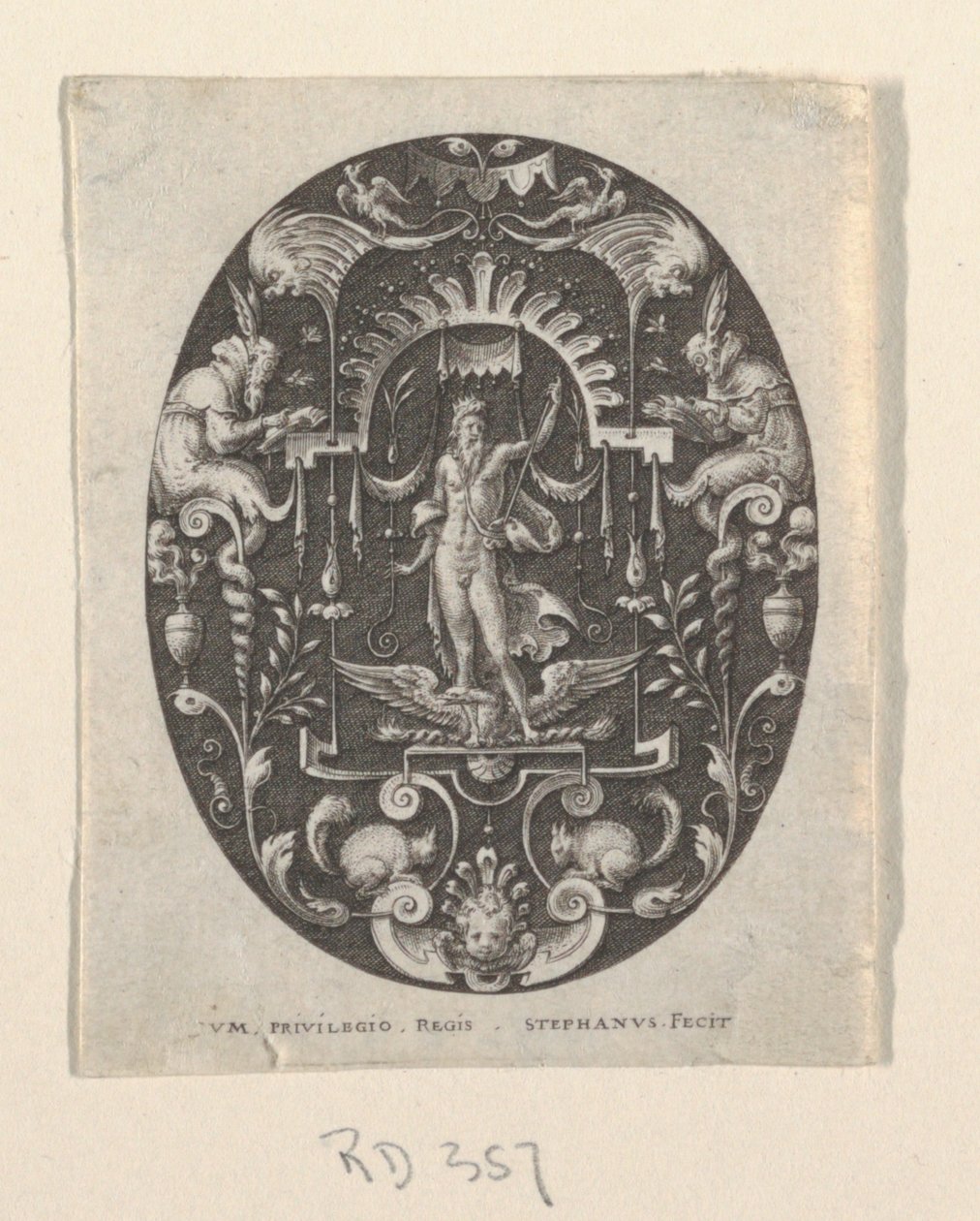 Jupiter, aus Grotesques à fond noir, Divinités et Allégories von Etienne Delaune