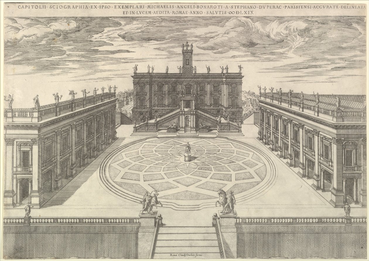 Speculum Romanae Magnificentiae: Blick auf das römische Kapitol, 1569 von Etienne Duperac