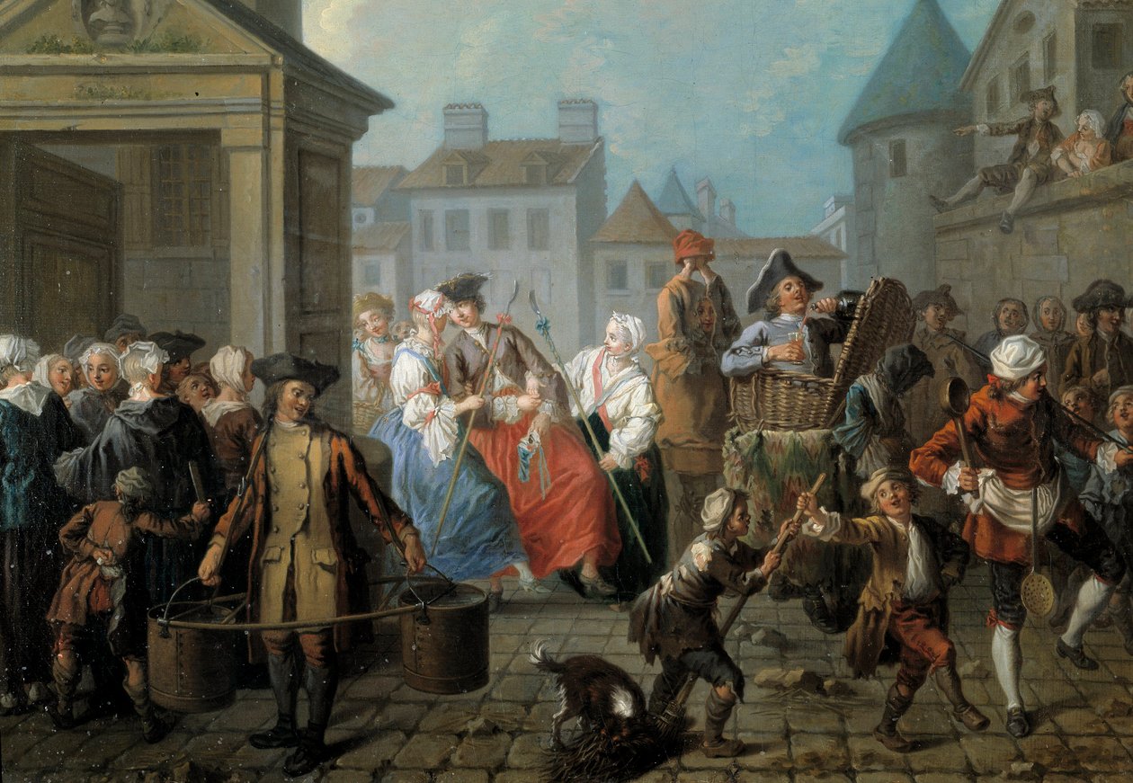 Karneval auf den Straßen von Paris (Detail) von Étienne Jeaurat