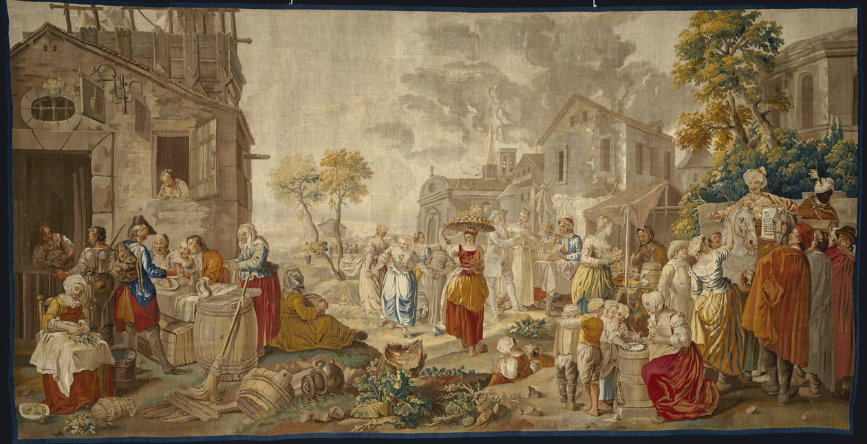 Der Freiluftmarkt, aus Dorffesten, 1775-89 von Étienne Jeaurat