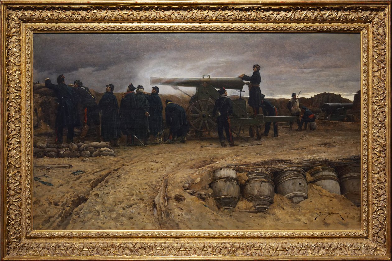 Französisches schweres Artilleriegeschütz bei der Belagerung von Paris, 1872 von Etienne Prosper Berne Bellecour