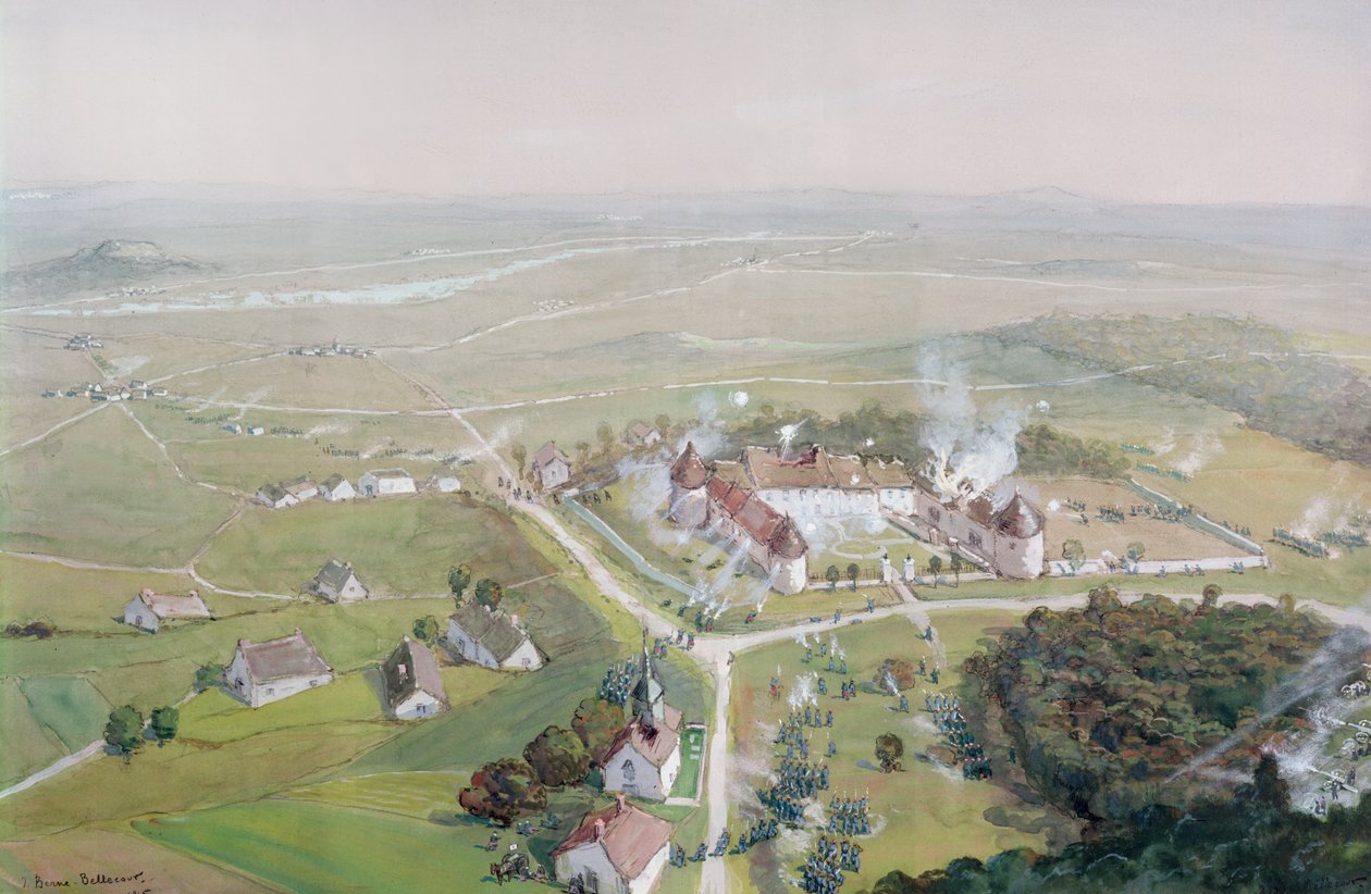 Die Rückeroberung des Château de Mondement durch die französische Armee am 9. September 1914 während der Ersten Schlacht an der Marne, 1915 von Etienne Prosper Berne Bellecour