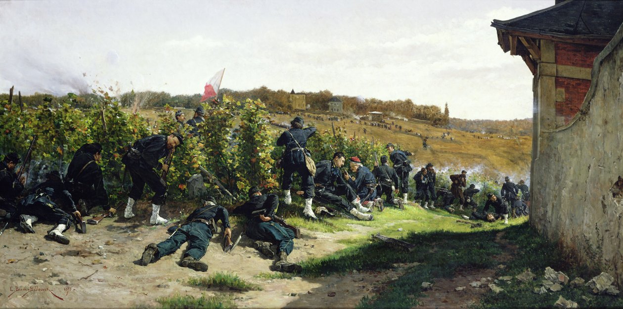 Die Tirailleurs de la Seine in der Schlacht von Rueil-Malmaison, 21. Oktober 1870, 1875 von Etienne Prosper Berne Bellecour
