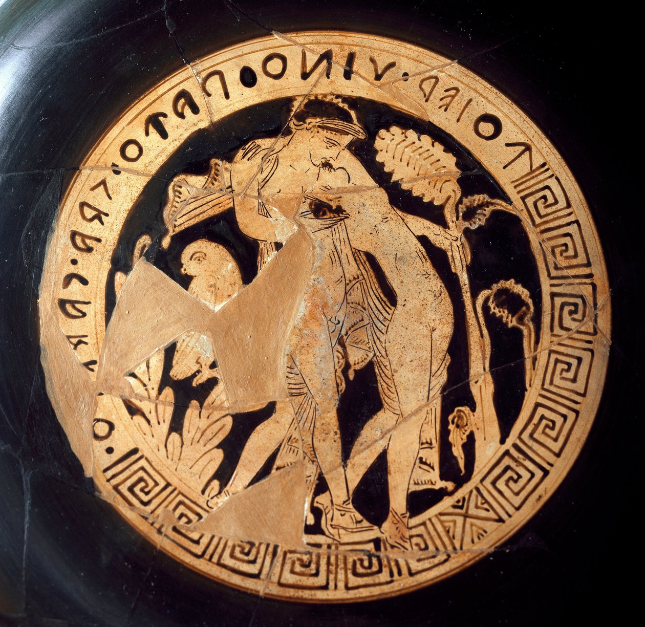 Etruskische Antike: Detail einer Kylix, die Dionysos und Ariadne darstellt. Aus Falerii Veteres (Civita Castellana) 6. Jahrhundert v. Chr. Rom, Museo Nazionale di Villa Giulia von Etruscan