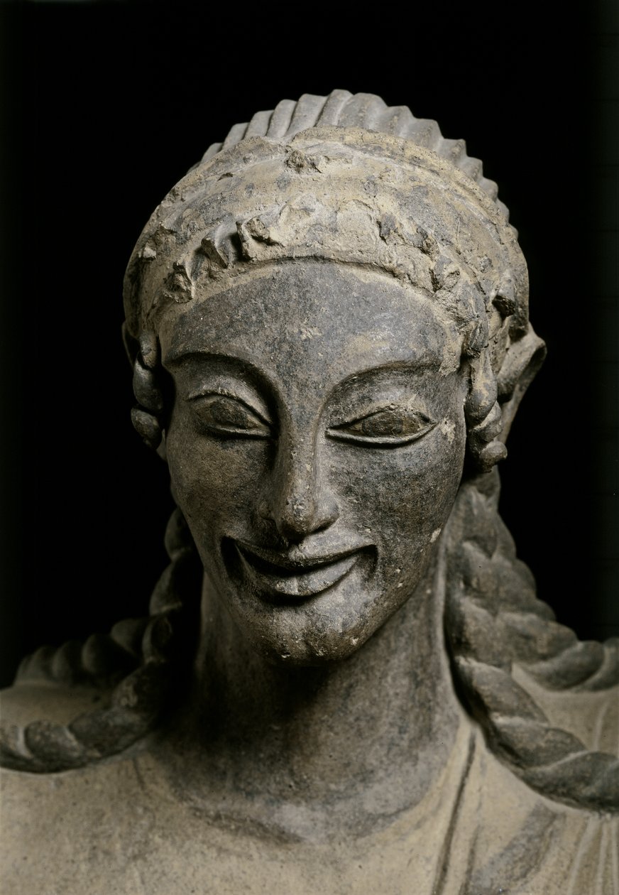 ETRUSKISCHE KUNST: Apollo (Detail). ca. 510-490 v. Chr. Aus Veius, Heiligtum von Etruscan