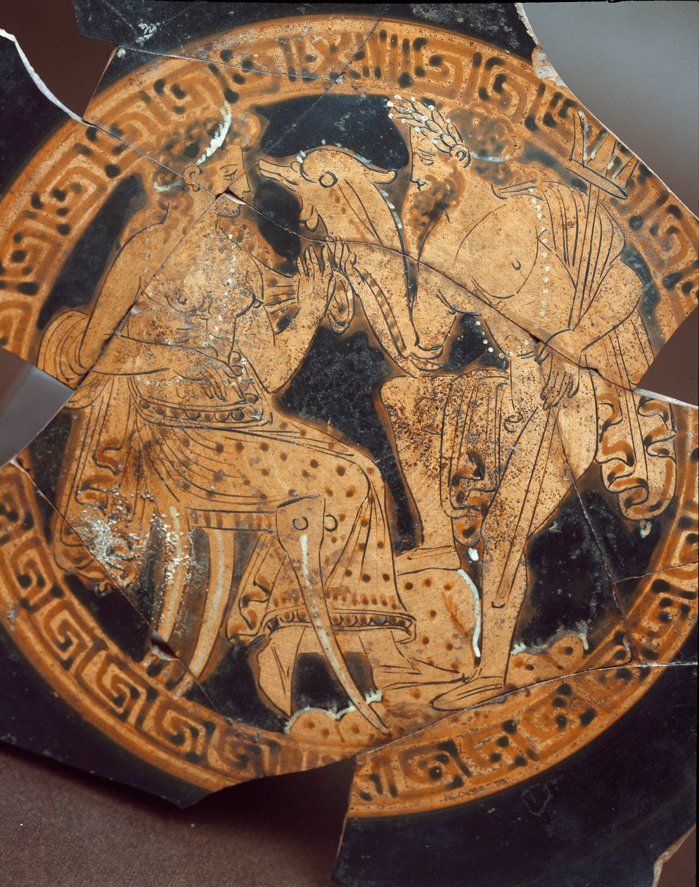 Etruskische Antike: Detail einer Kylix, die Poseidon und Amphitrite darstellt. Aus Falerii Veteres (Civita Castellana) 6. Jahrhundert v. Chr. Rom, Museo Nazionale di Villa Giulia von Etruscan