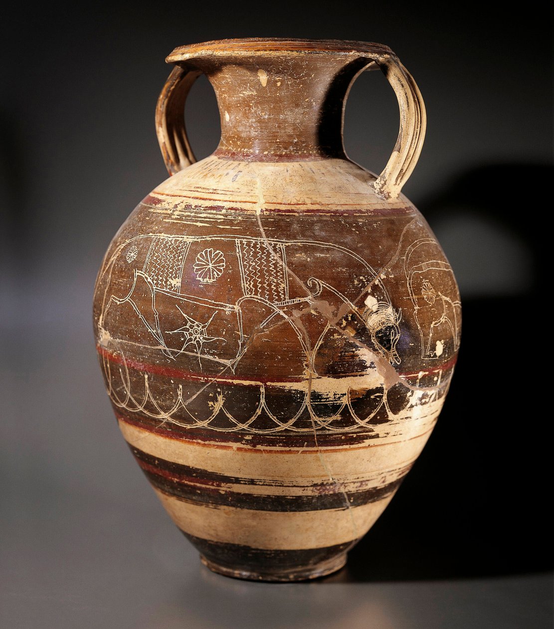 Etruskische Kunst: Amphore dekoriert vom Maler der Cappi von Etruscan