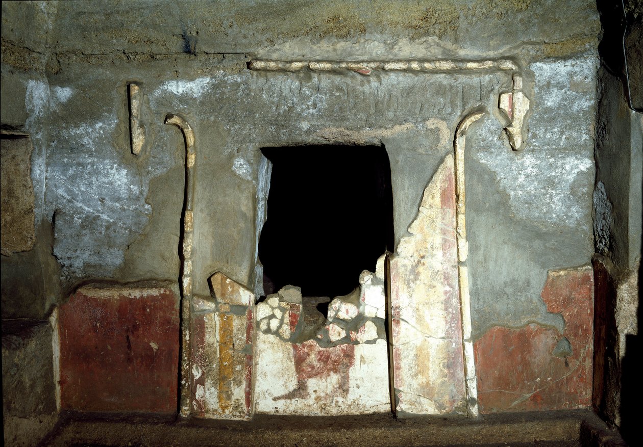 Etruskische Zivilisation: Eingang des François-Grabes in der Nekropole von Ponte Rotto, 4. Jahrhundert v. Chr. Vulci, Italien von Etruscan