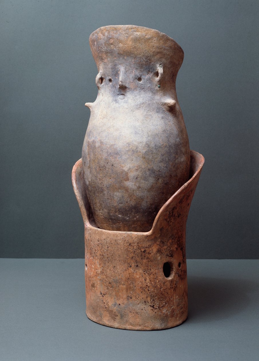 Etruskische Zivilisation, Begräbnisritus: geformtes kanopisches Ossuar, 8. Jahrhundert v. Chr. Vom Fundort Bisenzio von Etruscan