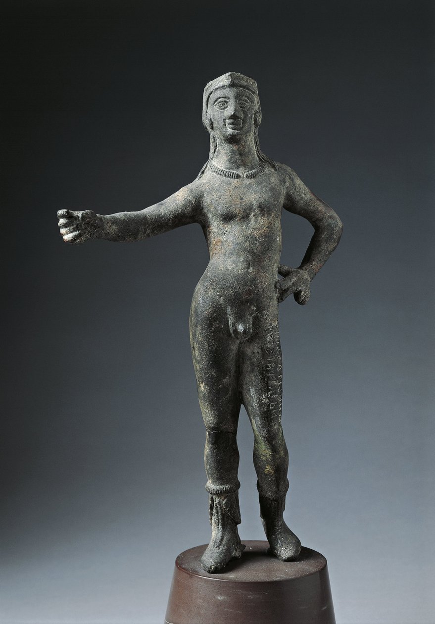 Italien, Provinz Arezzo, Cortona, Bronzestatue des Gottes Culsans von Etruscan