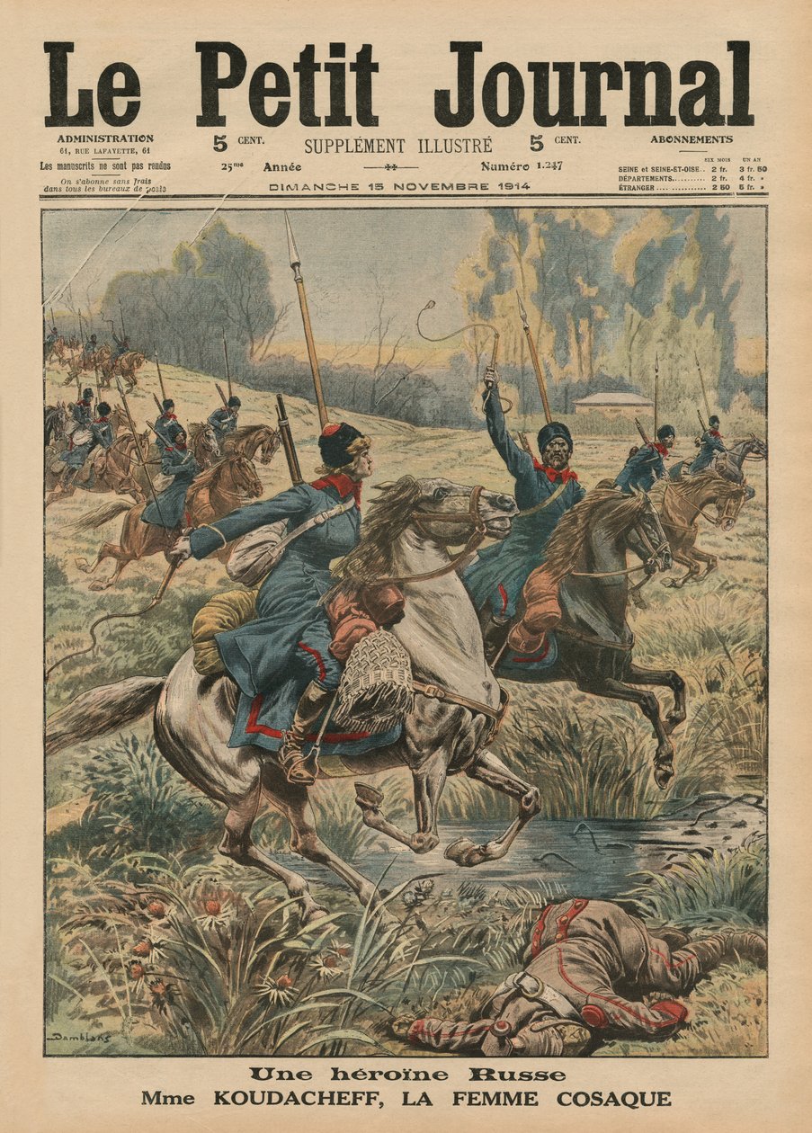 Eine russische Heldin, Madame Koudacheff, eine Kosakenfrau, Titelseitenillustration aus 