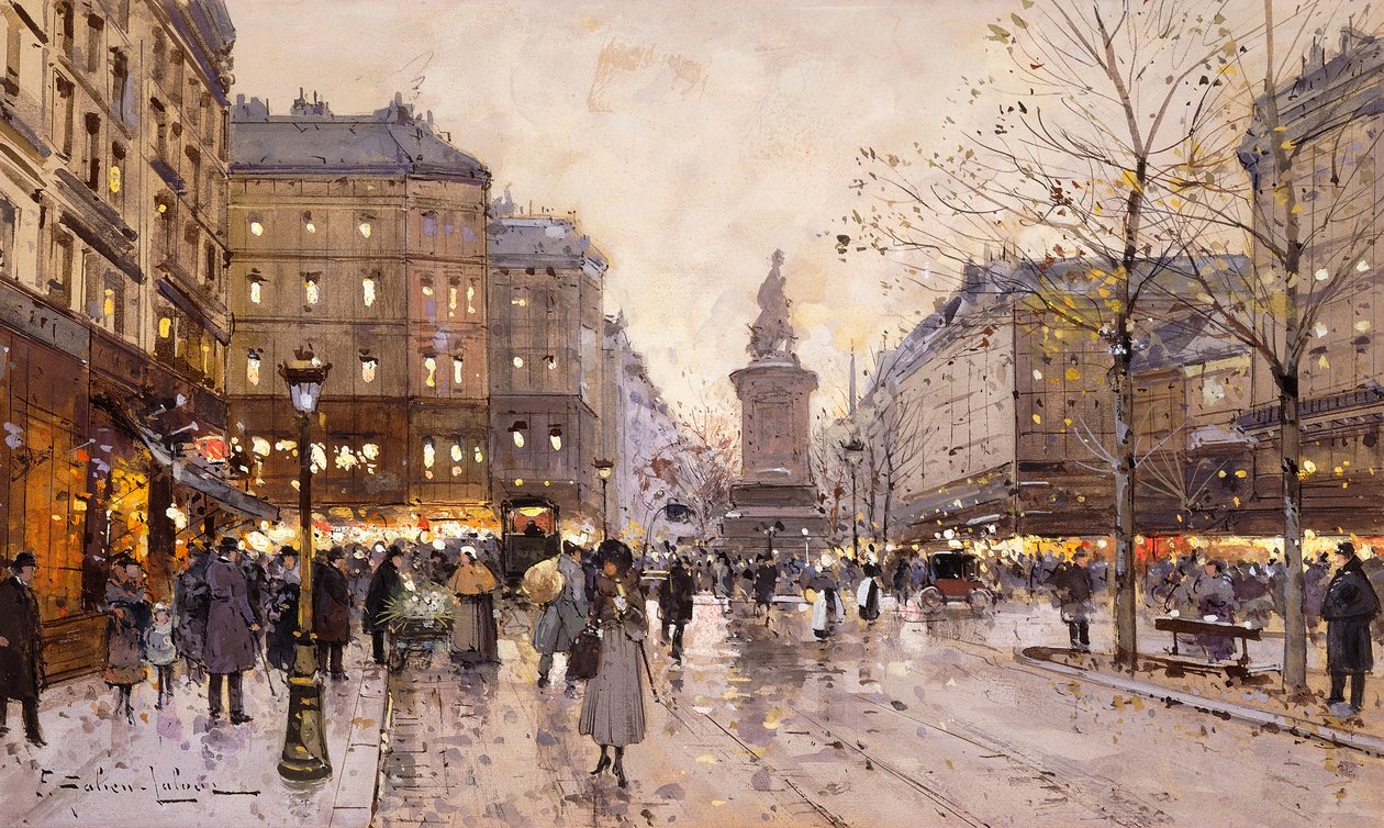 Ein Herbstabend in Paris von Eugene Galien Laloue