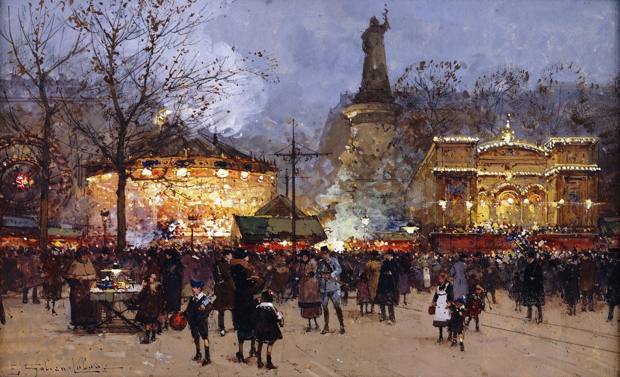 Das Fest, Place de la Republique, Paris von Eugene Galien-Laloue