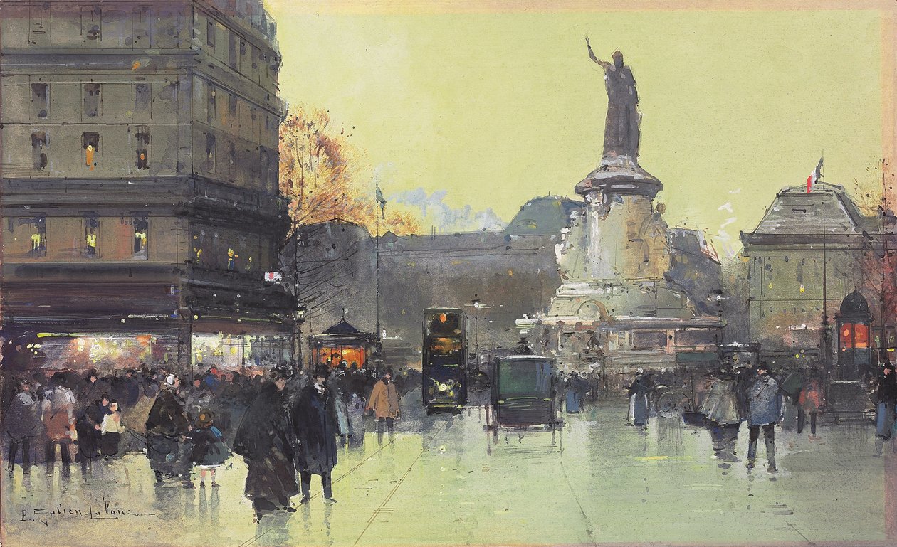 Place de la République, Paris von Eugene Galien Laloue