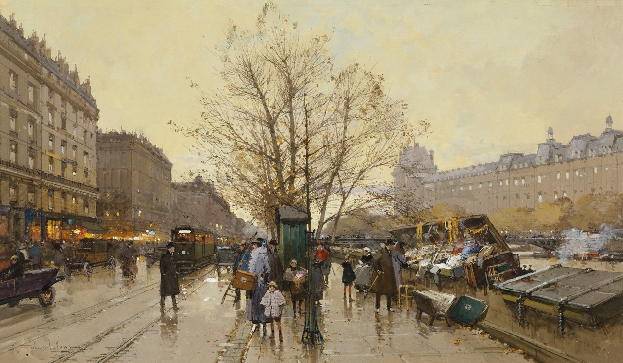 Die Docks von Paris von Eugene Galien Laloue