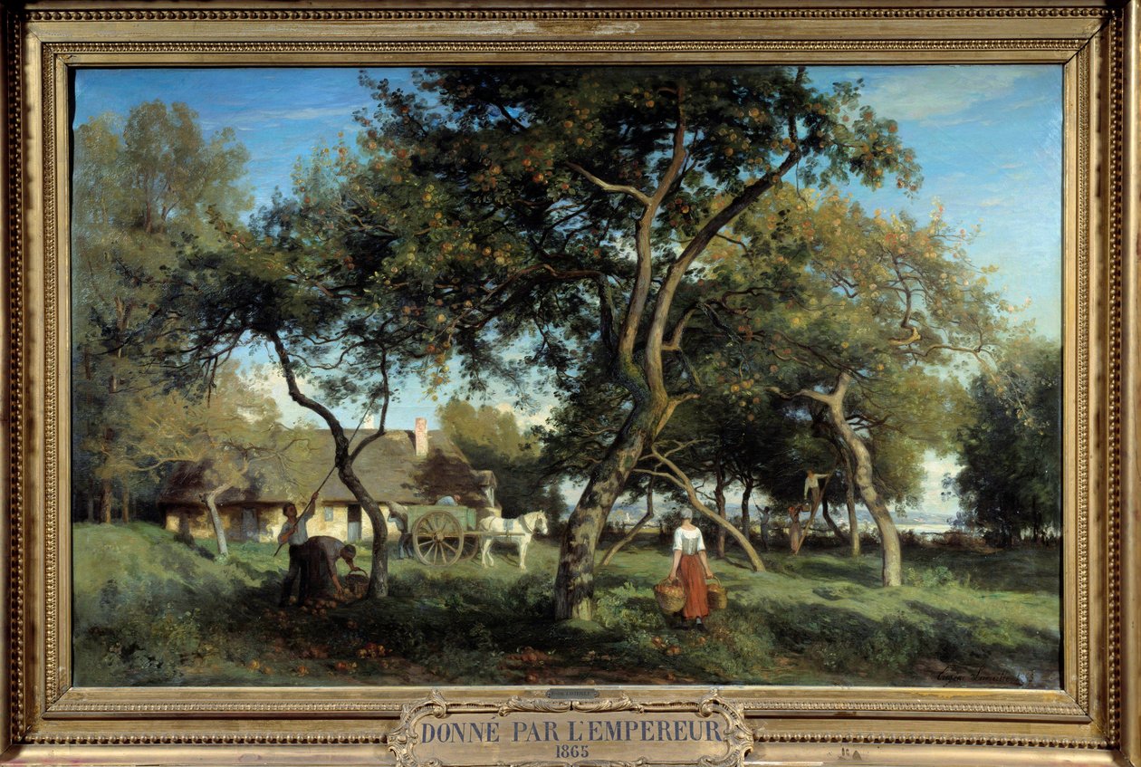 Äpfelpflücken in der Normandie im Jahr 1865 von Eugene Antoine Samuel Lavieille