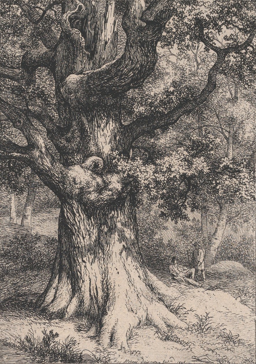 Der Karl der Große, Eiche mit einem Adlernest, 1845 von Eugene Bléry