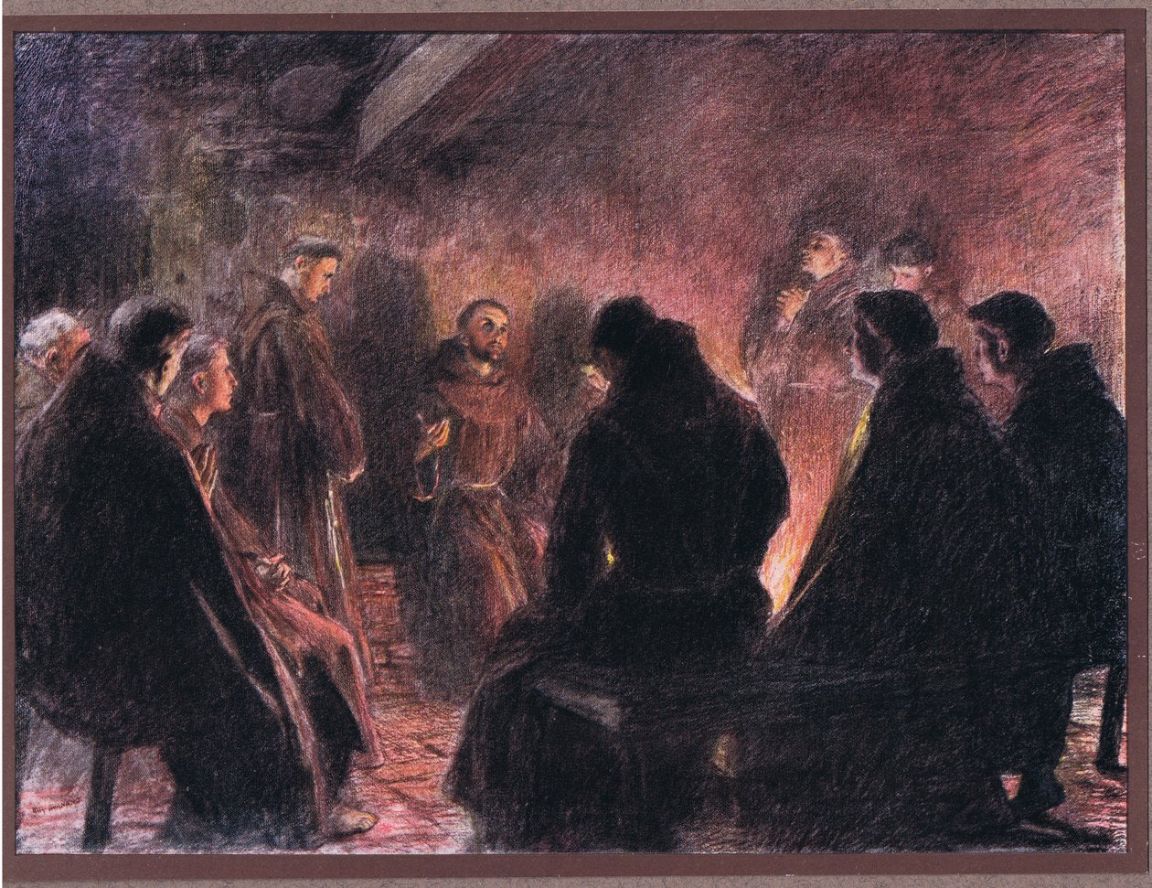St. Franziskus und die Brüder sprechen über Gott von Eugene Burnand