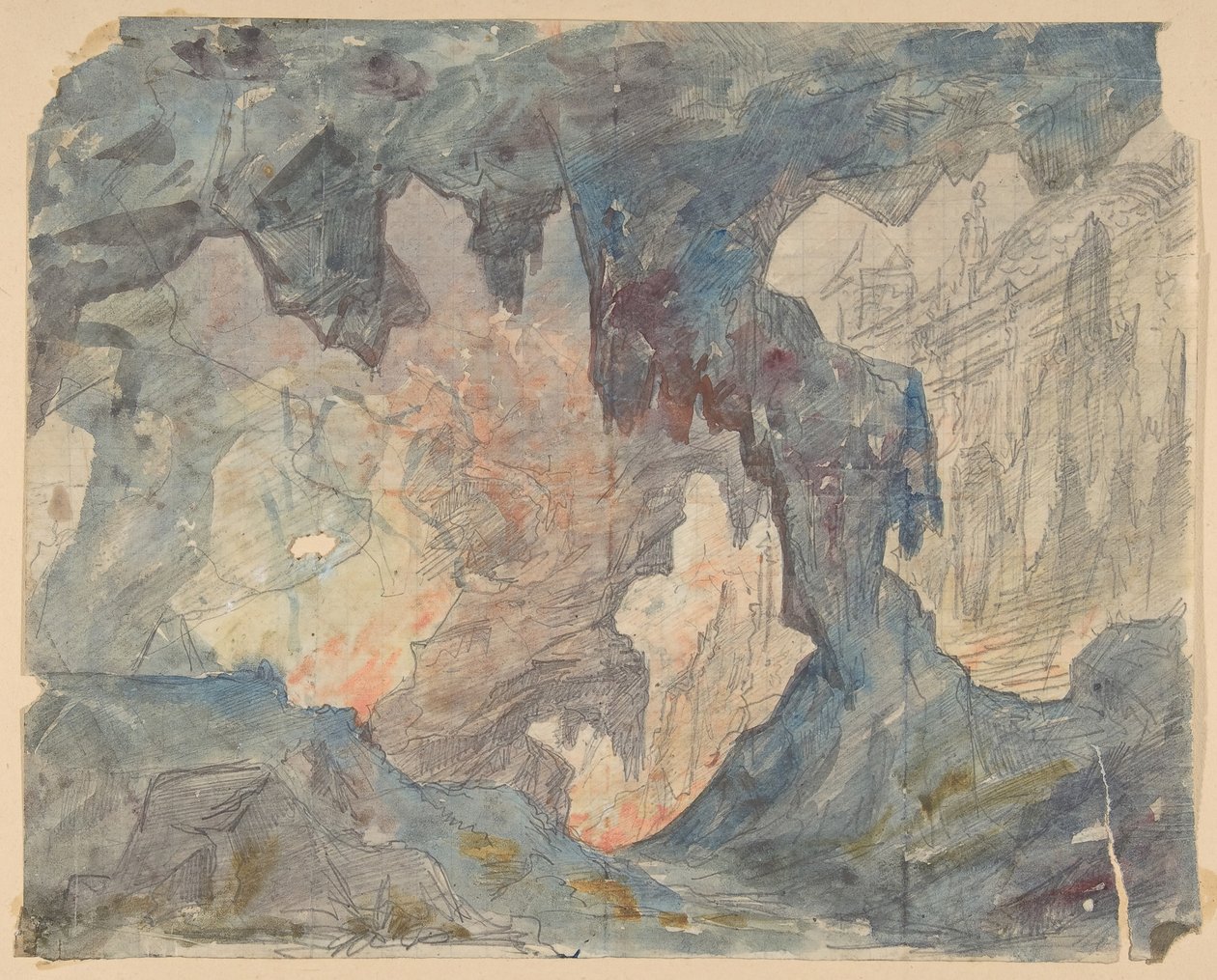 Entwurf für ein Bühnenbild an der Opéra, Paris, 1830-90 von Eugene Ciceri