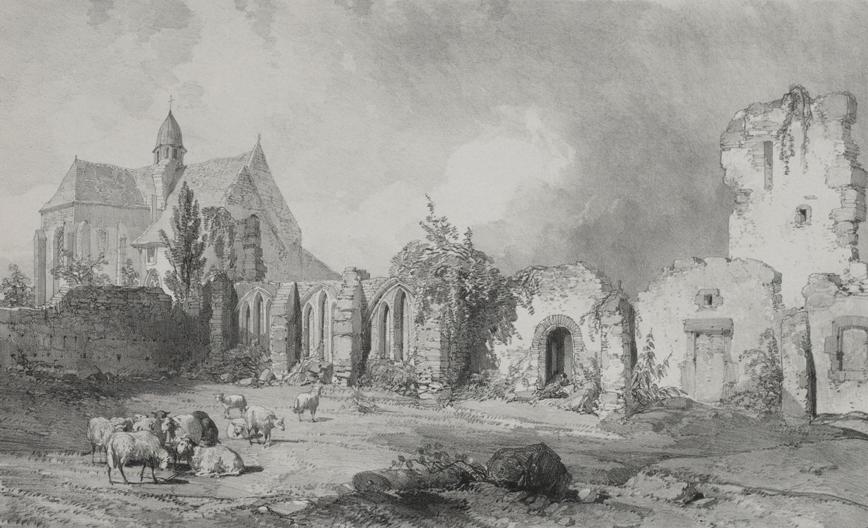 Malerische und romantische Reisen im alten Frankreich. Bretagne: Abtei von Relec von Eugene Ciceri