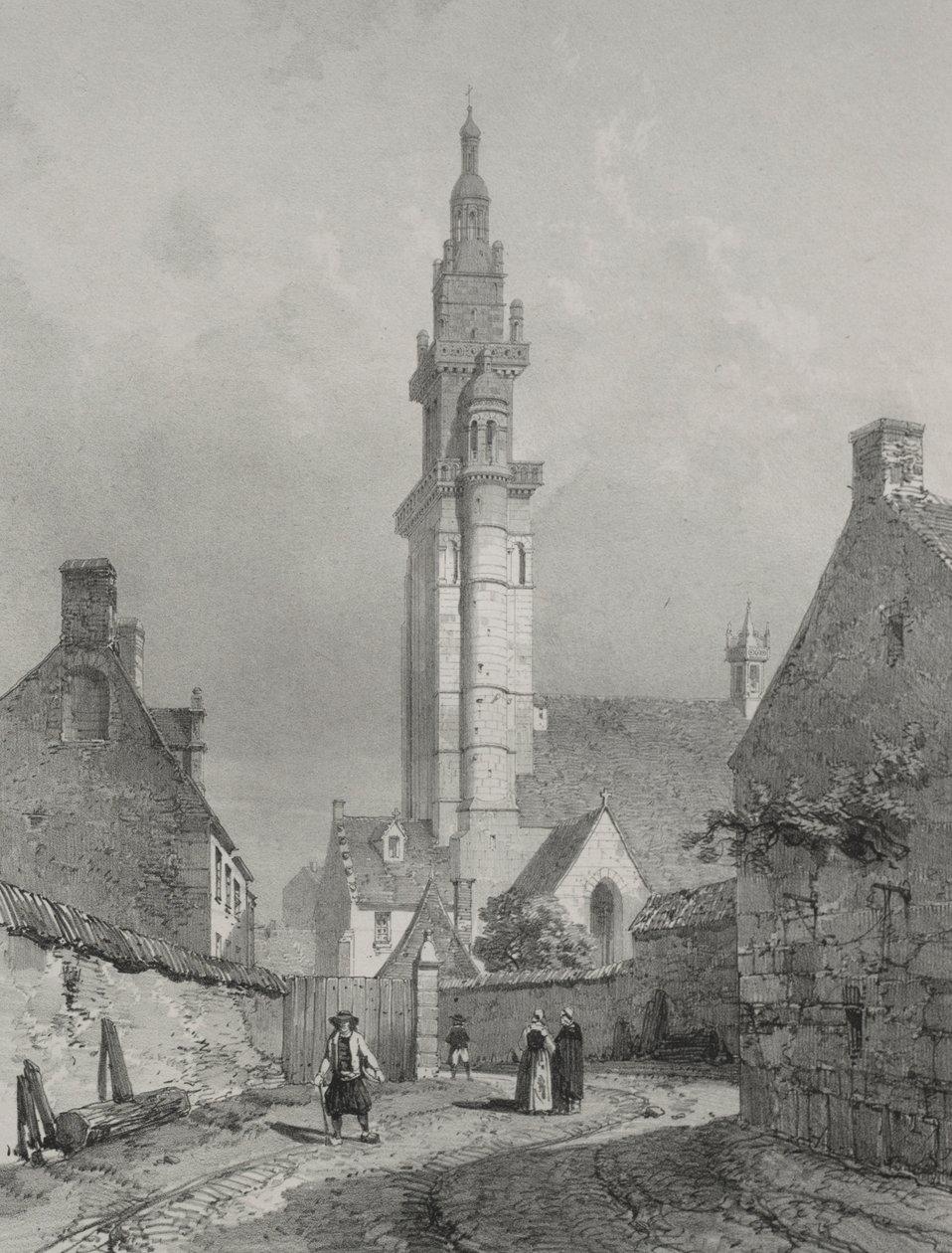 Malerische und romantische Reisen im alten Frankreich. Bretagne: Kirche von Roscoff von Eugene Ciceri