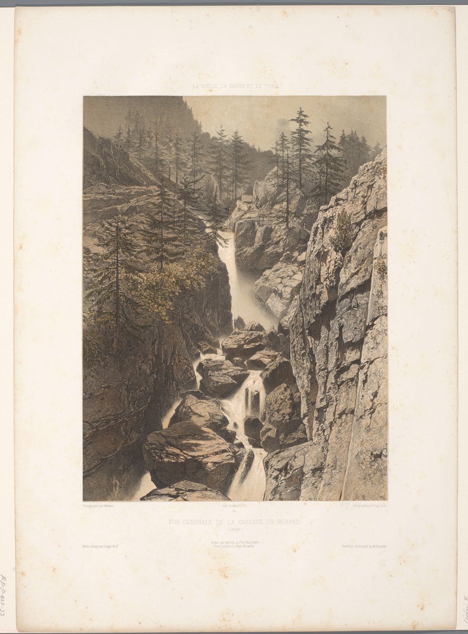 Ansicht des Bérard-Wasserfalls (Gezichten in Zwitserland, Savoye en Tirol) von Eugene Ciceri