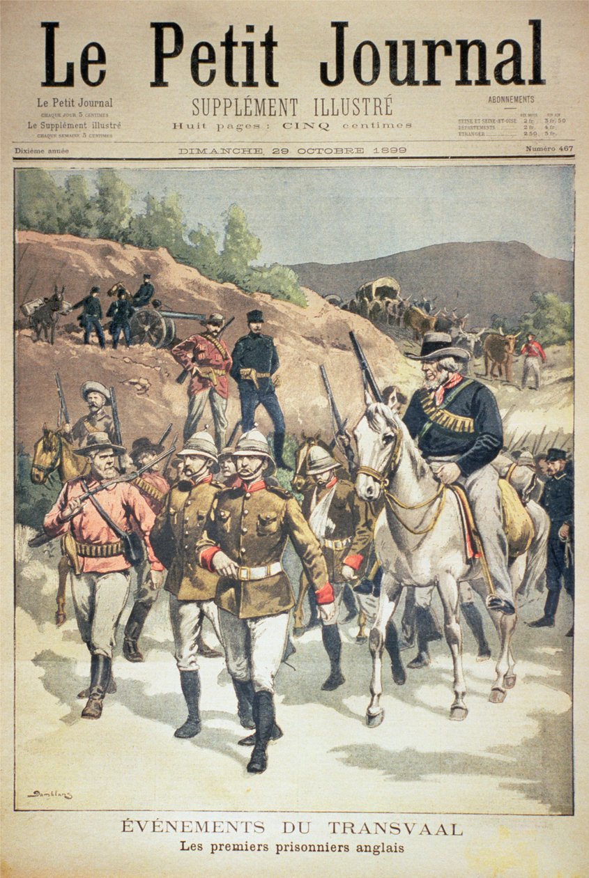 Ereignisse im Transvaal: die ersten englischen Gefangenen, Titelseite von Le Petit Journal, 29. Oktober 1899 von Eugene Damblans