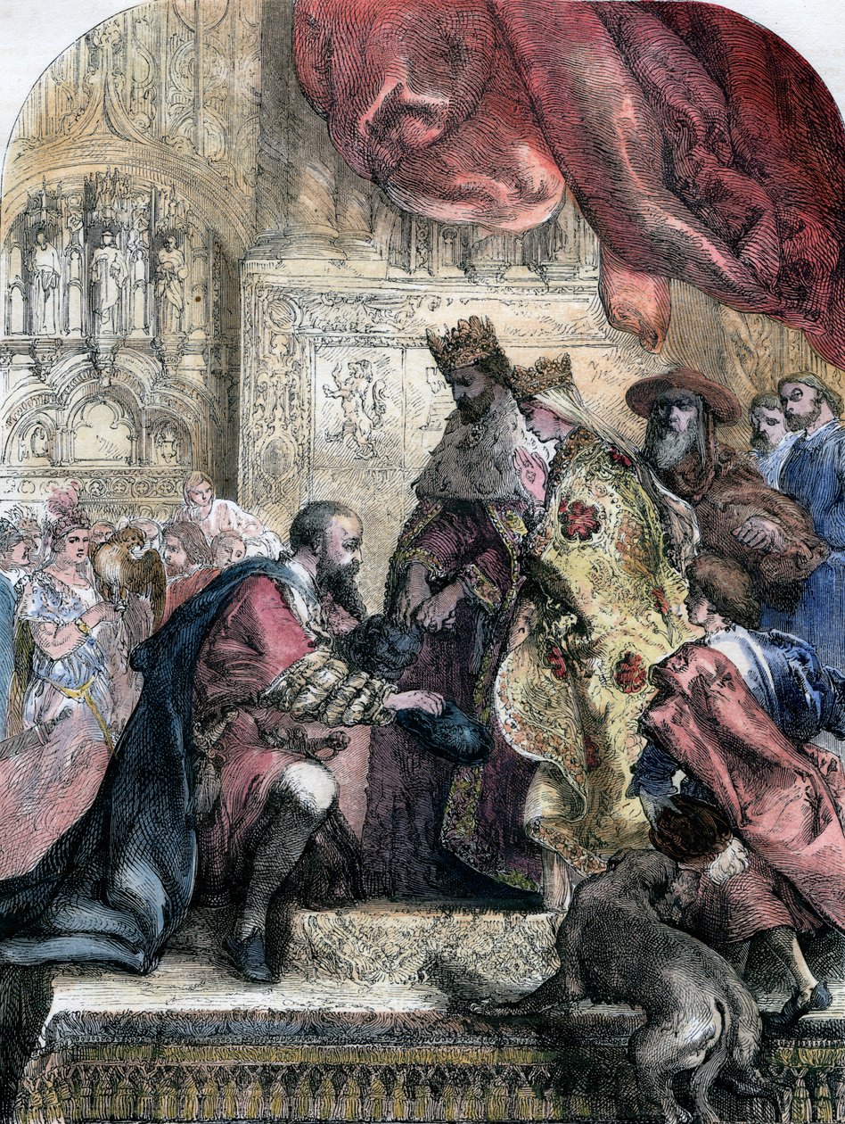 Empfang von Kolumbus durch Ferdinand und Isabella, Barcelona, 15 ...