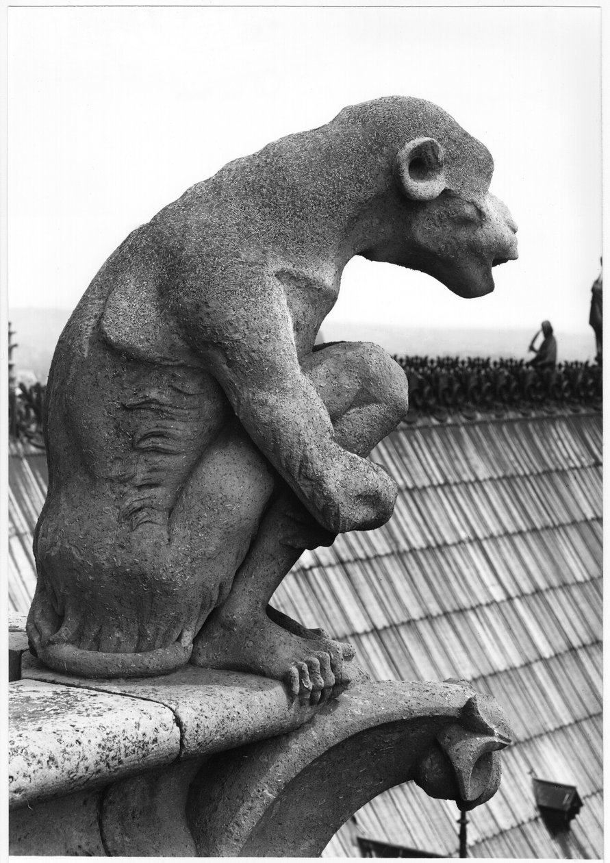 Affe-Wasserspeier, von der Balustrade der Grande Galerie der Westfassade, Replik eines Originals aus dem 12. Jahrhundert von Eugene Emmanuel Viollet le Duc