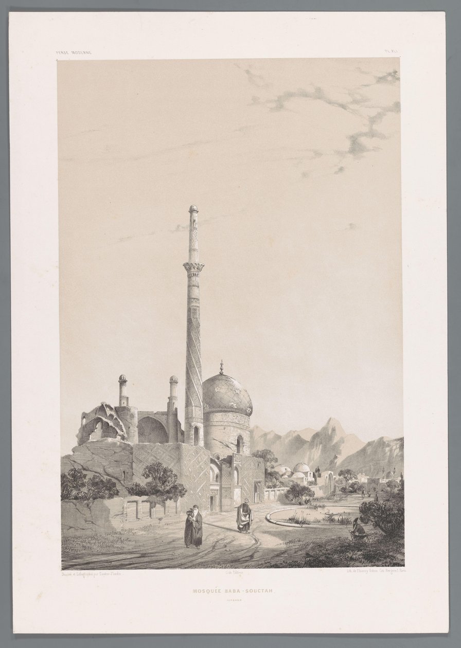 Baba Sukhte Moschee mit dem Bagh-e-Ghoushkhane Minarett in Isfahan von Eugene Flandin