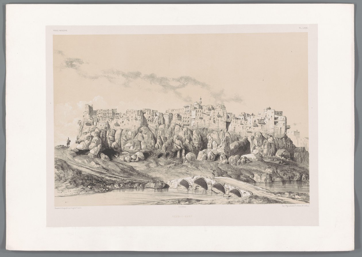 Ansicht des Schlosses von Izadkhvast von Eugene Flandin