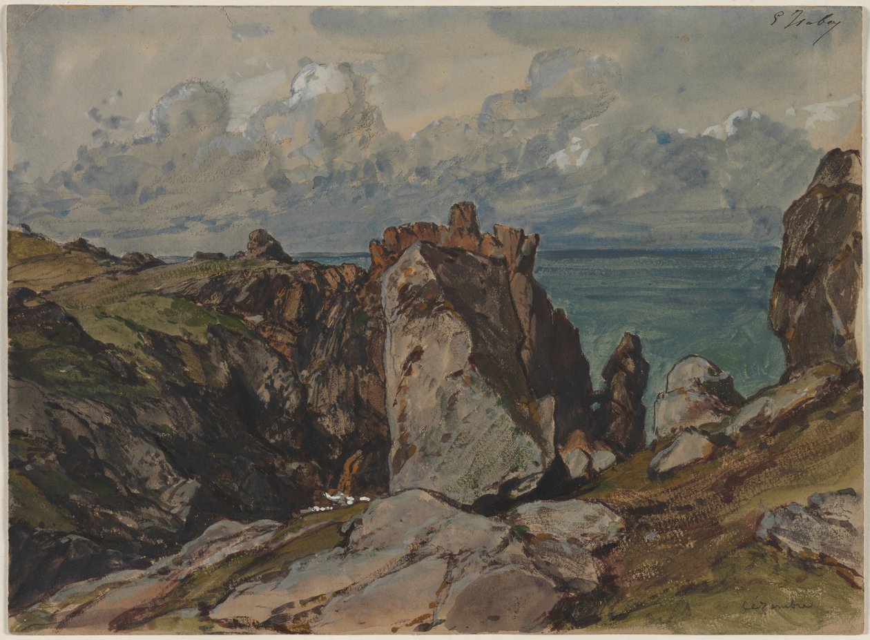 Klippen am Meer bei Cézembre, Bretagne, ca. 1830 von Eugene Isabey