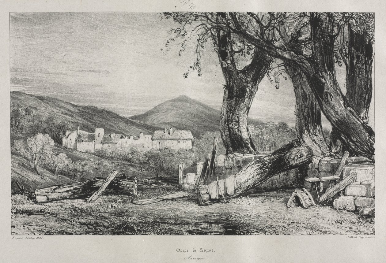 Malerische und romantische Reisen im alten Frankreich: Auvergne (Bd. II), Schlucht von Royat, Tafel 79 von Eugene Isabey