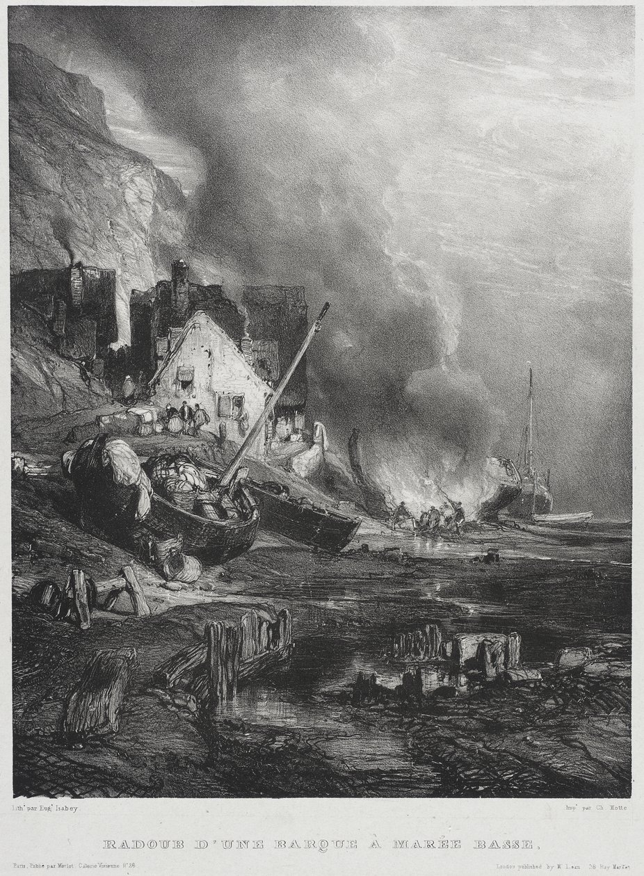 Ein Boot bei Ebbe ausbessern von Eugene Isabey