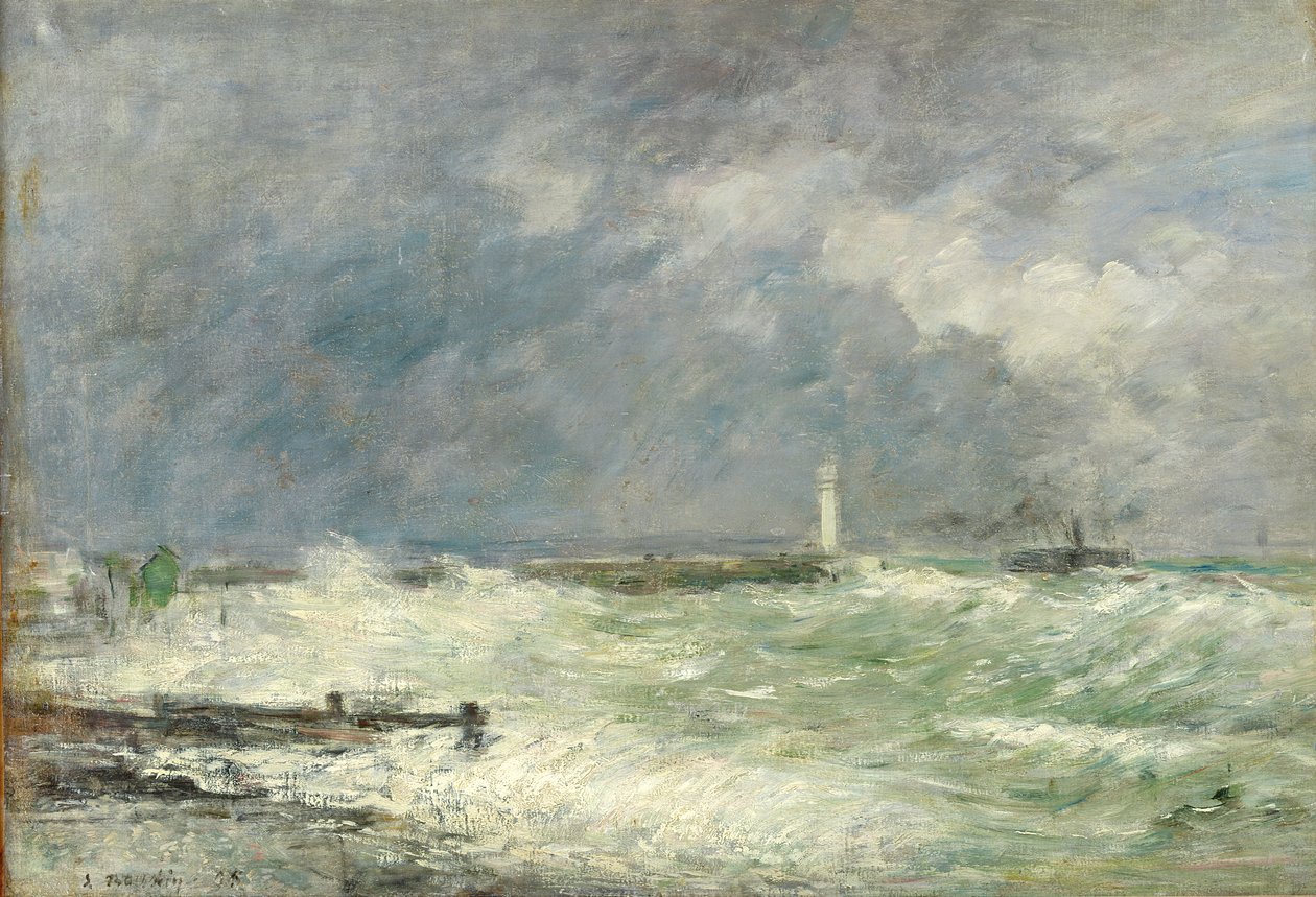 Eingang zum Hafen von Le Havre bei stürmischem Wetter, 1895 von Eugene Louis Boudin