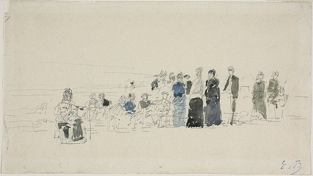 Unterröcke am Strand (recto); Bretonische Frauen am Strand (verso) von Eugene Louis Boudin