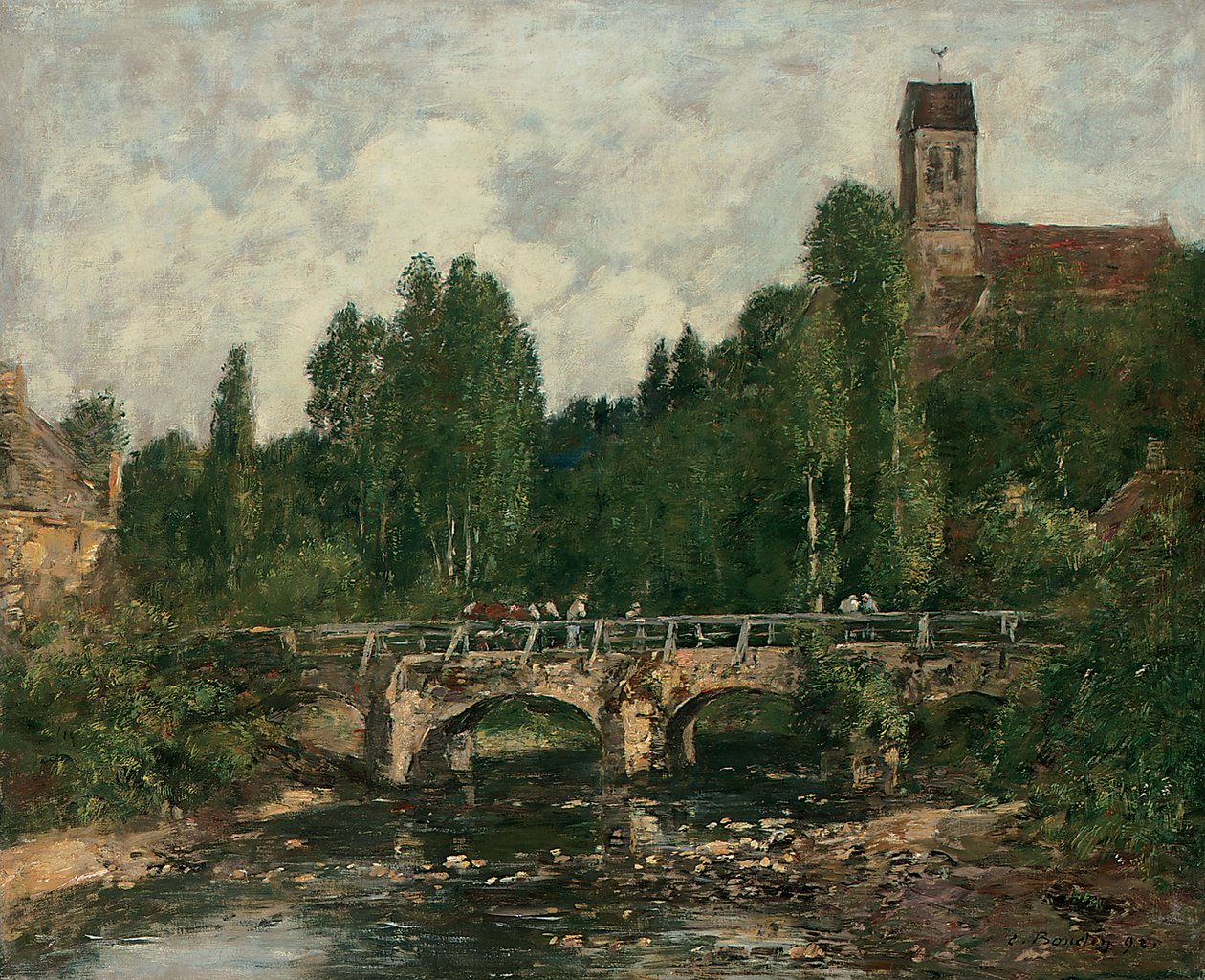 Saint-Cenery, die Kirche und die Brücke von Eugene Louis Boudin