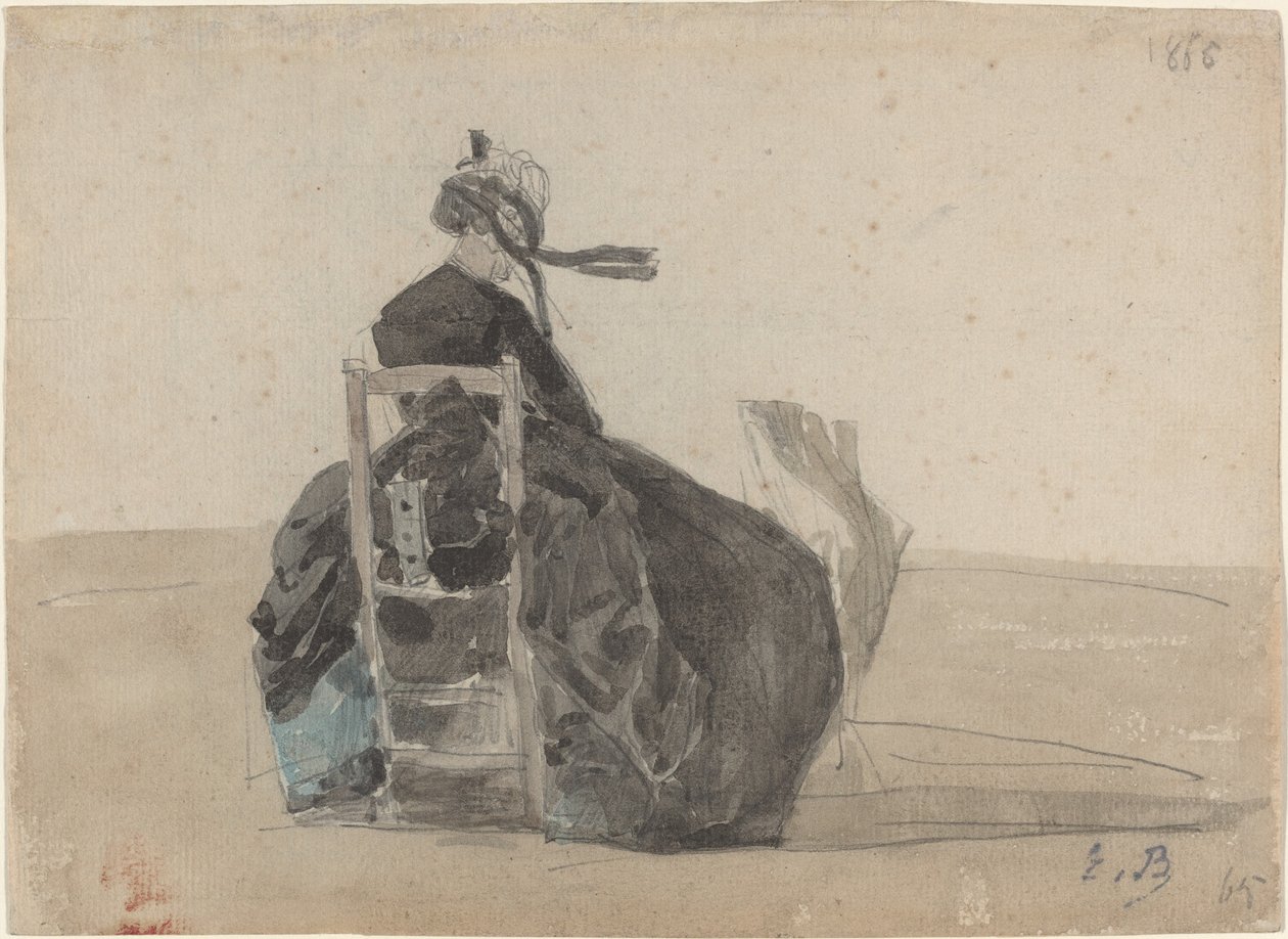 Sitzende Dame in Schwarz, Trouville, 1865 von Eugene Louis Boudin