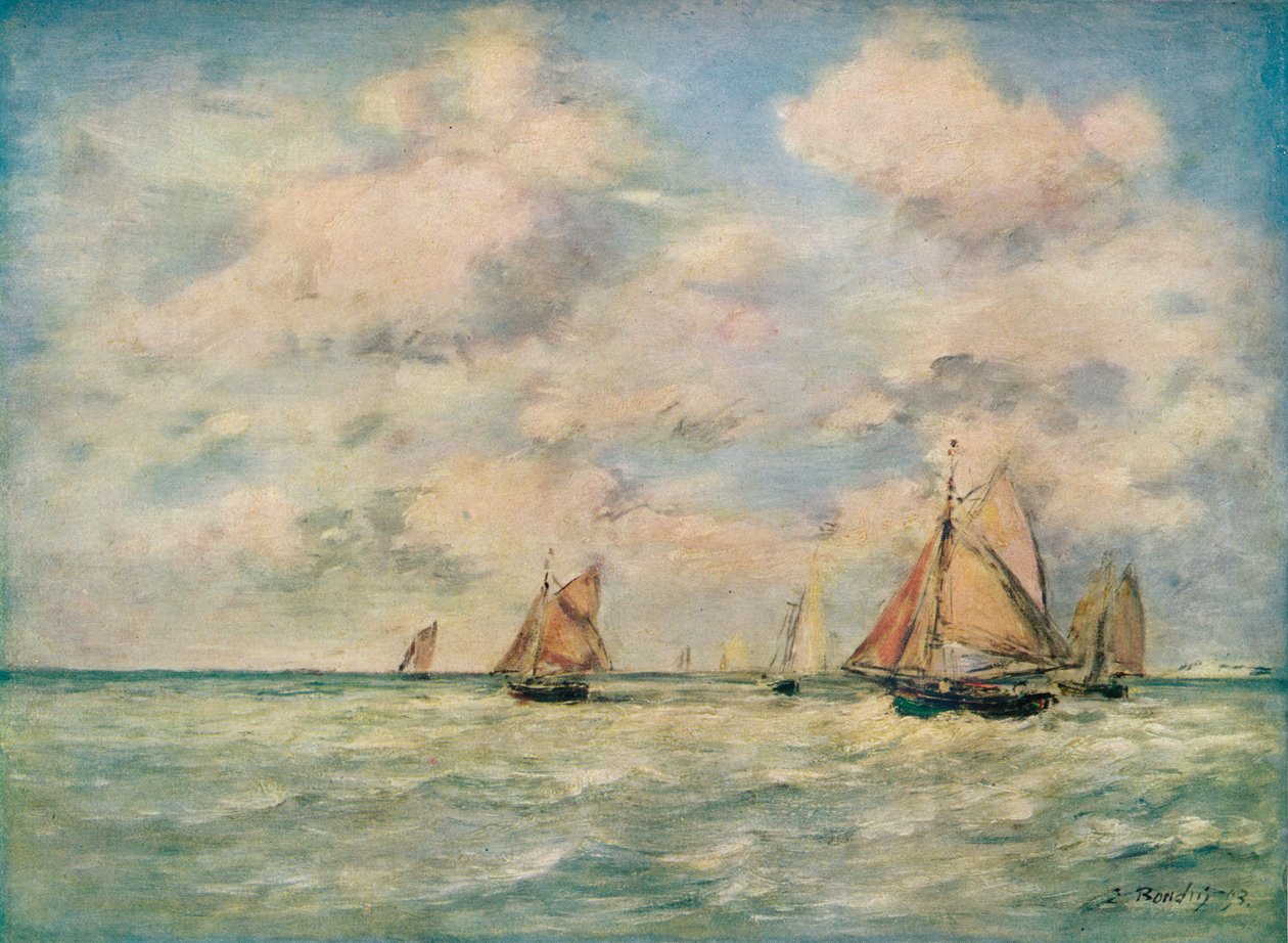 Sortie Des Barques A Trouville, 19. Jahrhundert von Eugene Louis Boudin