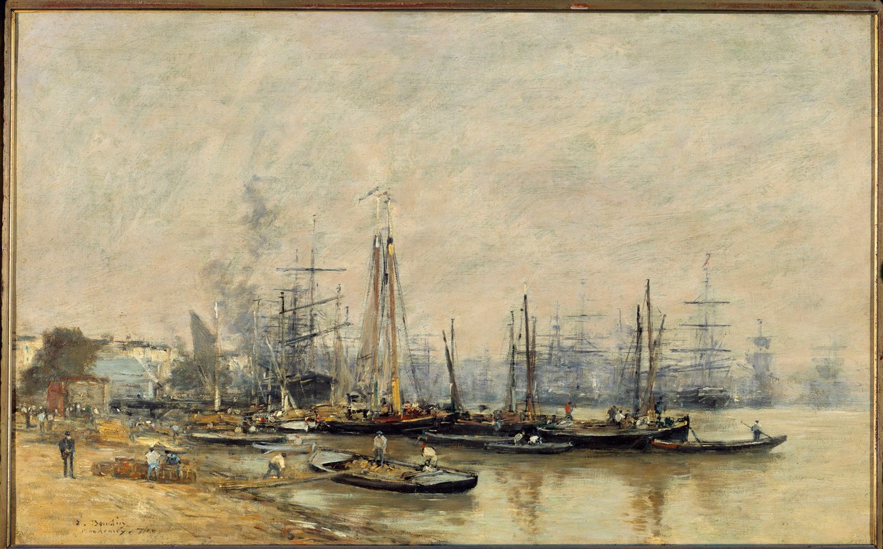 Der Hafen von Bordeaux. Schiffe auf der Garonne von Eugene Louis Boudin