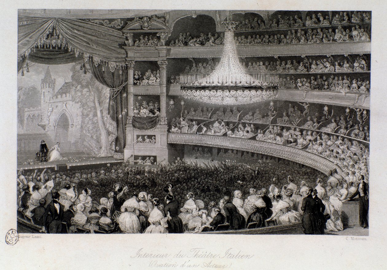 Ovationen eines Schauspielers während einer Aufführung im Théâtre des Italiens in Paris von Eugene Louis Lami