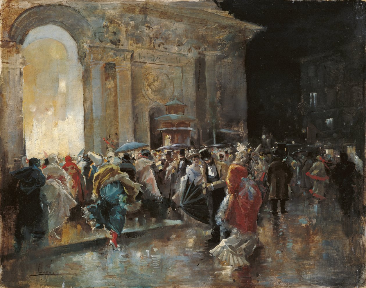 Ankunft im Theater in der Nacht eines Maskenballs von Eugenio Lucas Villaamil